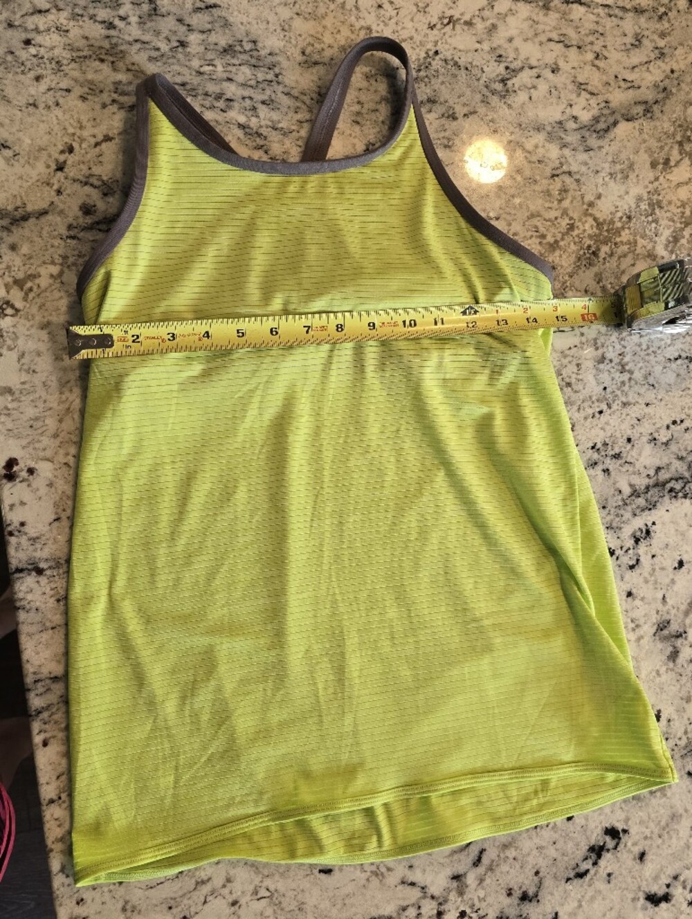 Neon Lime Athleta Girls Size 14 Tank with Gray Trim